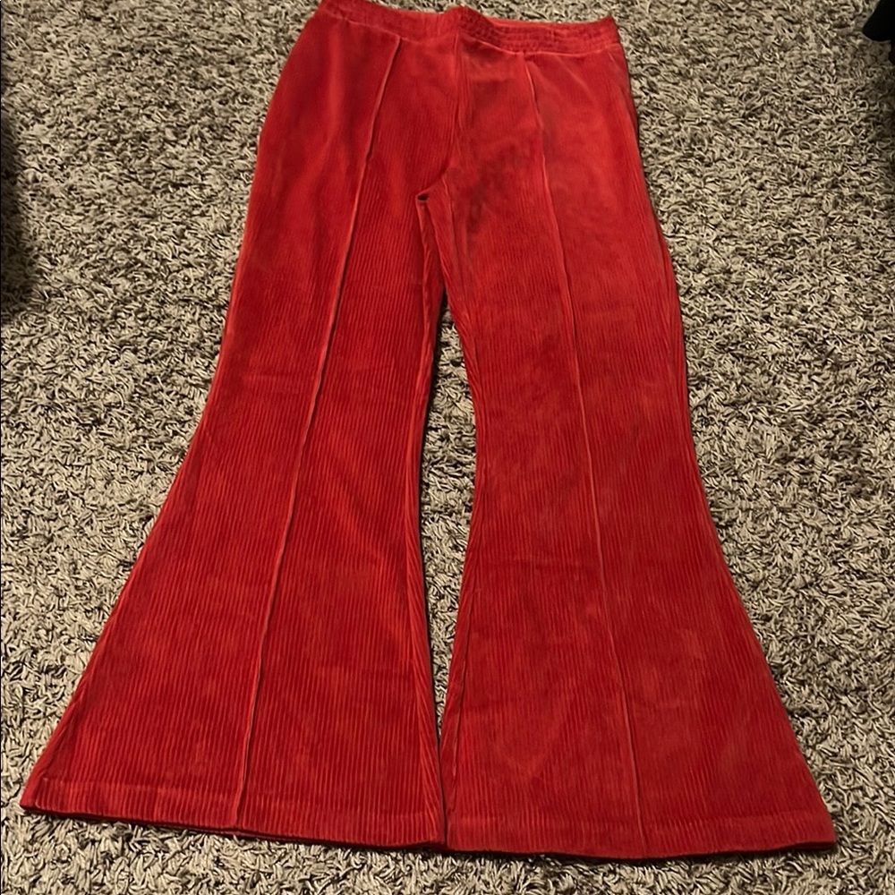 Red Corduroy Flare Pants
